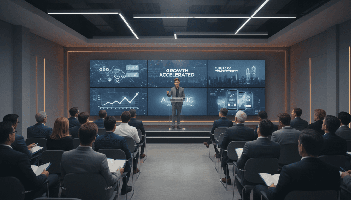 Young entrepreneurs pitching their startup idea at a technology event