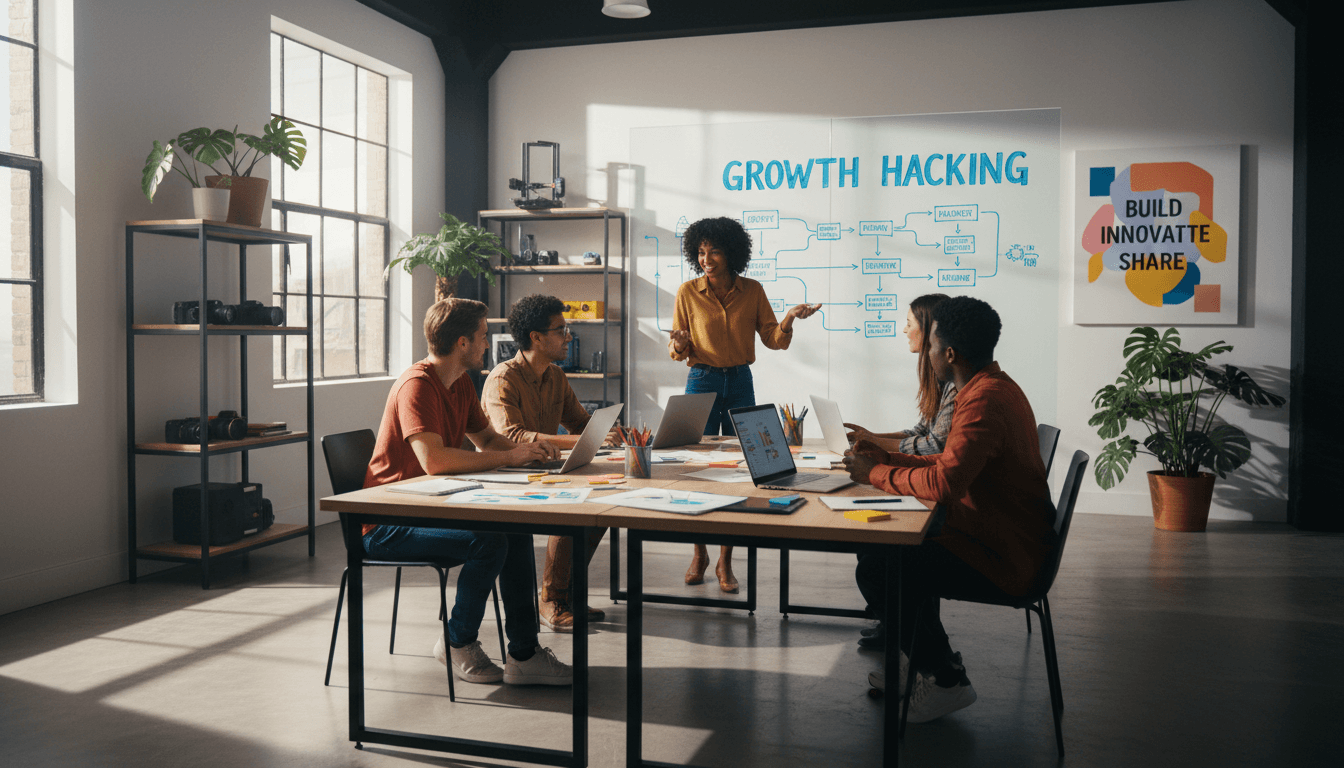 Tech innovators working together in a modern collaborative workspace